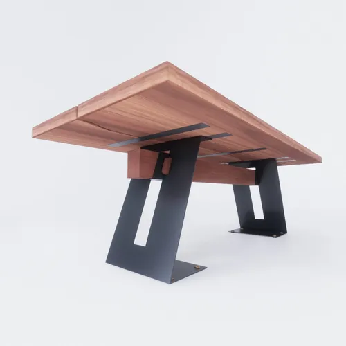 One Tree 2 Piece Straight Edge Tropical Walnut Wood Slab Table