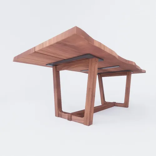 One Tree 2 Piece Live Edge Tropical Walnut Wood Slab Table