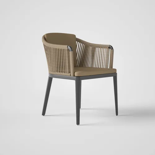 Dining armchair with straps