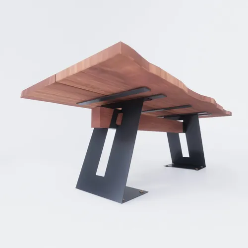 One Tree 2 Piece Live Edge Tropical Walnut Wood Slab Table